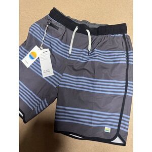 Vuori Mens Banks Short Charcoal Slate Stripe Quick Dry Athletic Shorts M